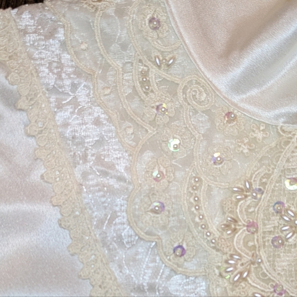 3/$30 80s Dae Suk M Beaded Lace Back Button Prairie Blouse - Picture 10 of 13